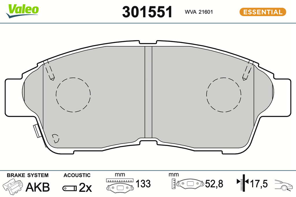 PLAQ FREIN FIRST TOYOTA CORROLA