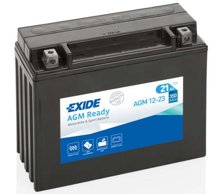 Batterie  EXIDE MOTO AGM12-23 12 V 21 AH + 350 AMPS EN + Droite  205x90x165
