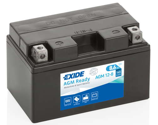 Batterie  EXIDE MOTO AGM12-8 12 V 9 AH + 145 AMPS EN + Gauche 150x90x95