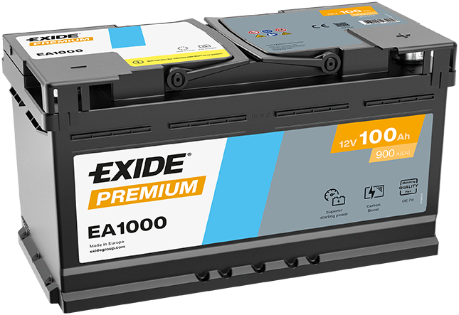 Batterie  EXIDE PREMIUM EA1000 12 V 100 AH + 900 AMPS EN + Droite  353x175x190