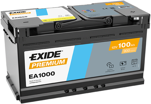 Batterie  EXIDE PREMIUM EA1000 12 V 100 AH + 900 AMPS EN + Droite  353x175x190