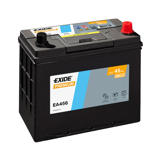 Batterie  EXIDE PREMIUM EA456 12 V 45 AH + 390 AMPS EN + Droite  237x127x227 bj45d t jis