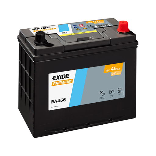 Batterie  EXIDE PREMIUM EA456 12 V 45 AH + 390 AMPS EN + Droite  237x127x227 bj45d t jis
