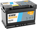 Batterie  EXIDE PREMIUM EA722 12 V 72 AH + 720 AMPS EN + Droite  278x175x175