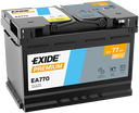 Batterie  EXIDE PREMIUM EA770 12 V 77 AH + 760 AMPS EN + Droite  278x175x190