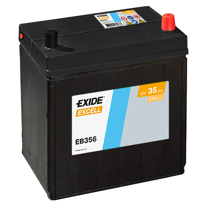 Batterie  EXIDE EXCELL EB356 12 V 35 AH + 240 AMPS EN + Droite  187x127x220