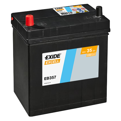 Batterie  EXIDE EXCELL EB357 12 V 35 AH + 240 AMPS EN + Gauche 187x127x220