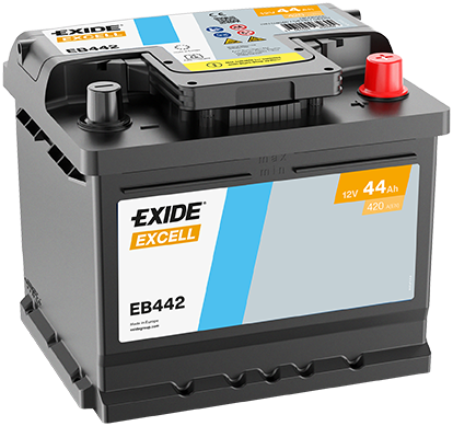 Batterie  EXIDE EXCELL EB442 12 V 44 AH + 420 AMPS EN + Droite  207x175x175