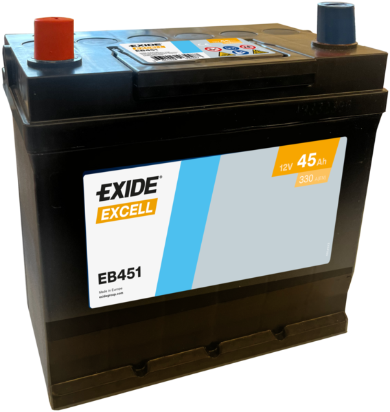 Batterie  EXIDE EXCELL EB451 12 V 45 AH + 330 AMPS EN + Gauche 220x135x225