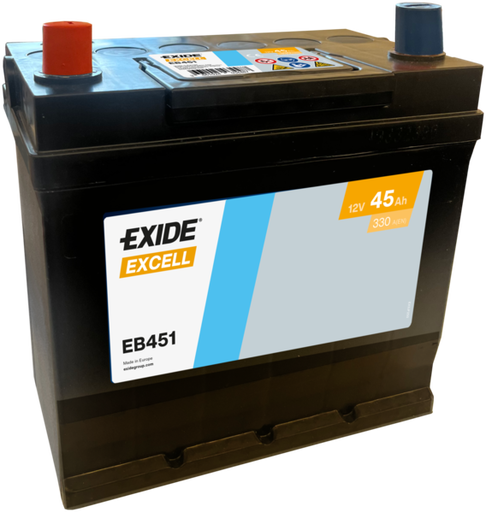 Batterie  EXIDE EXCELL EB451 12 V 45 AH + 330 AMPS EN + Gauche 220x135x225