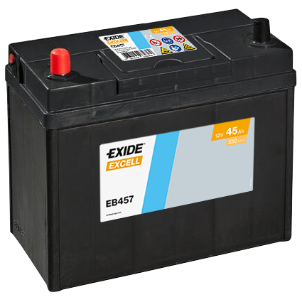 Batterie  EXIDE EXCELL EB457 12 V 45 AH + 330 AMPS EN + Gauche 237x127x227