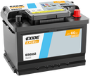 Batterie  EXIDE EXCELL EB602 12 V 60 AH + 540 AMPS EN + Droite  242x175x175