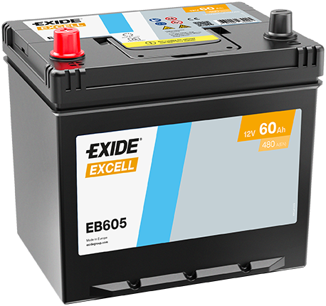 Batterie  EXIDE EXCELL EB605 12 V 60 AH + 480 AMPS EN + Gauche 230x173x222