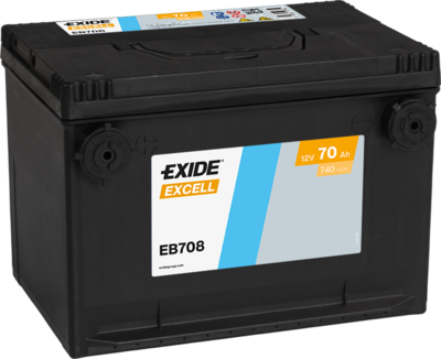 Batterie  EXIDE EXCELL EB708 12 V 75 AH + 770 AMPS EN + Gauche 260x180x186