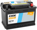 Batterie  EXIDE EXCELL EB740 12 V 74 AH + 680 AMPS EN + Droite  278x175x190