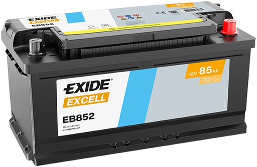 Batterie  EXIDE EXCELL EB852 12 V 85 AH + 760 AMPS EN + Droite  353x175x175