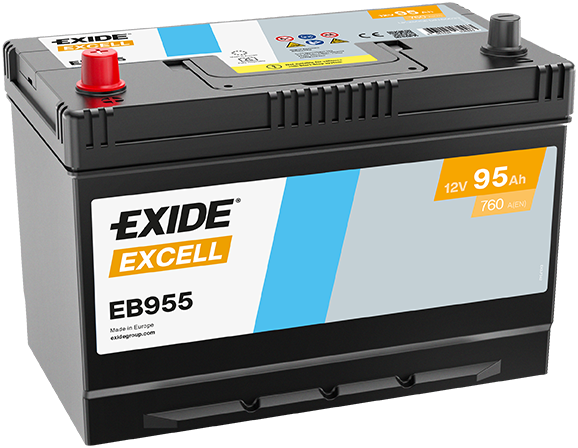 Batterie  EXIDE EXCELL EB955 12 V 95 AH + 720 AMPS EN + Gauche 306x173x222