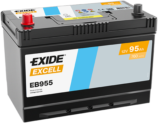 Batterie  EXIDE EXCELL EB955 12 V 95 AH + 720 AMPS EN + Gauche 306x173x222