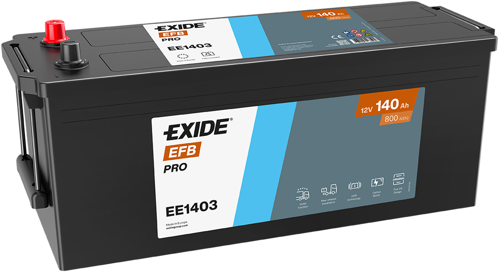 Batterie  EXIDE CV RANGE  EE1403 12 V 140 AH + 800 AMPS EN + Gauche 513x189x223