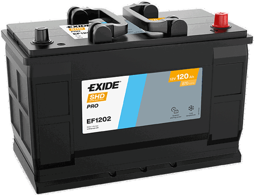 Batterie  EXIDE CV RANGE  EF1202 12 V 120 AH + 870 AMPS EN + Droite  349x175x235