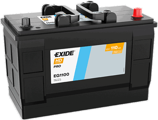 Batterie  EXIDE CV RANGE  EG1100 12 V 110 AH + 750 AMPS EN + Droite  349x175x235