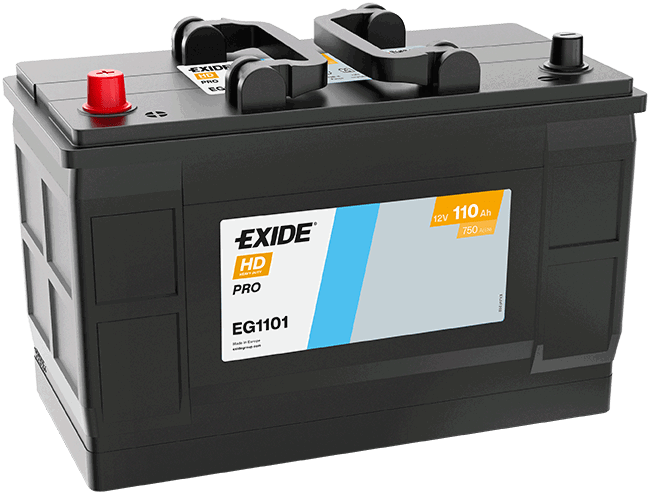 Batterie  EXIDE CV RANGE  EG1101 12 V 110 AH + 750 AMPS EN + Gauche 349x175x235