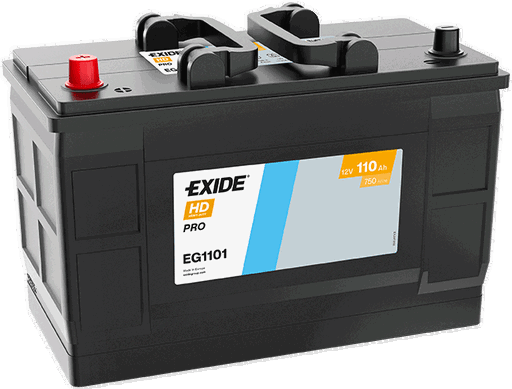 Batterie  EXIDE CV RANGE  EG1101 12 V 110 AH + 750 AMPS EN + Gauche 349x175x235