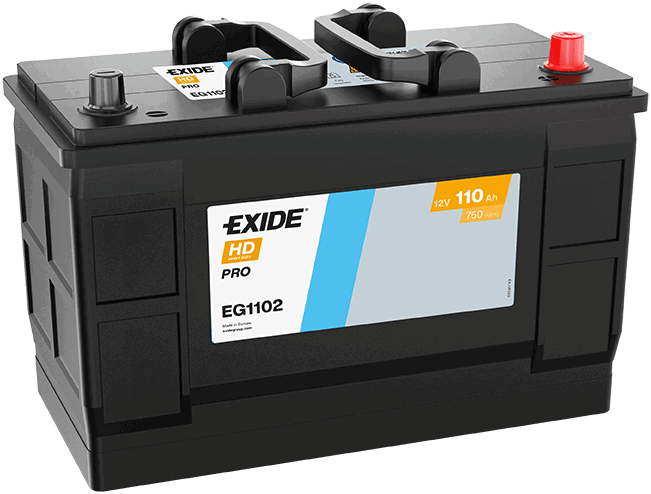 Batterie  EXIDE CV RANGE  EG1102 12 V 110 AH + 750 AMPS EN + Droite  349x175x235