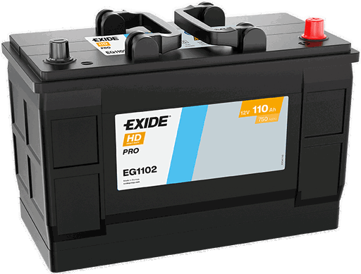 Batterie  EXIDE CV RANGE  EG1102 12 V 110 AH + 750 AMPS EN + Droite  349x175x235