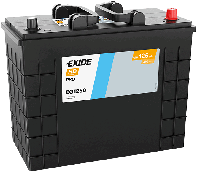 Batterie  EXIDE CV RANGE  EG1250 12 V 125 AH + 760 AMPS EN + Droite  349x175x285