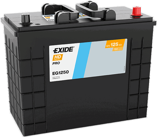 Batterie  EXIDE CV RANGE  EG1250 12 V 125 AH + 760 AMPS EN + Droite  349x175x285