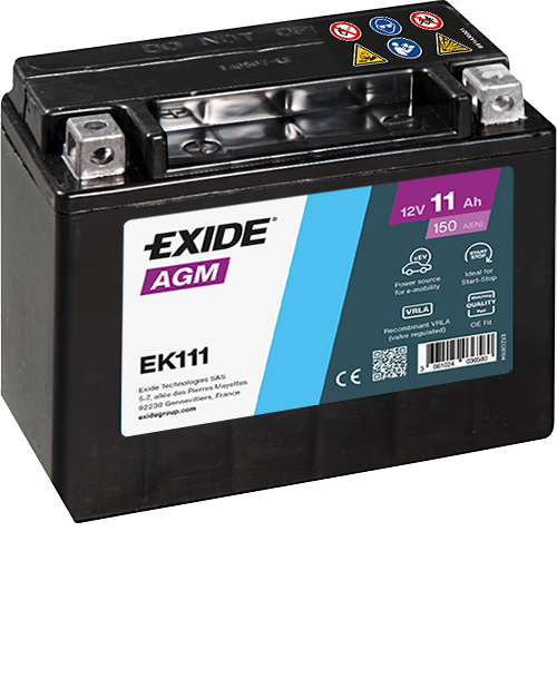 Batterie  EXIDE AUXILIARY EK111 12 V 10 AH + 150 AMPS EN + Gauche 150x90x130