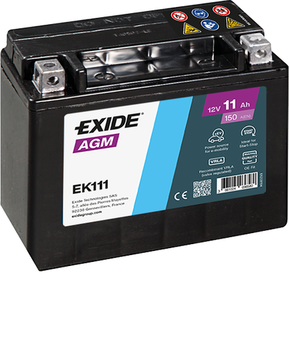 Batterie  EXIDE AUXILIARY EK111 12 V 10 AH + 150 AMPS EN + Gauche 150x90x130