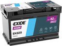 Batterie  EXIDE  AGM  EK820 12 V 82 AH 800 AMPS EN + Droite  315x175x190