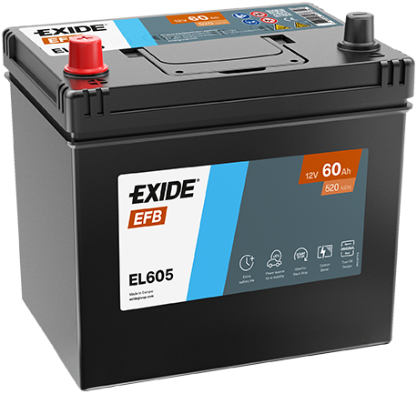 Batterie  EXIDE EFB EL605 12 V 60 AH + 520 AMPS EN + Gauche 230x173x222 M10G