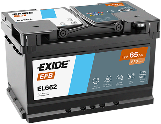Batterie  EXIDE EFB EL652 12 V 65 AH + 650 AMPS EN + Droite  278x175x175