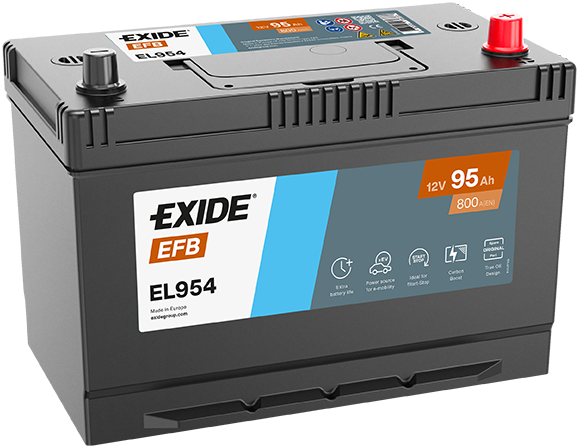 Batterie  EXIDE EFB EL954 12 V 80 AH + 782 AMPS EN + Droite  306x173x222