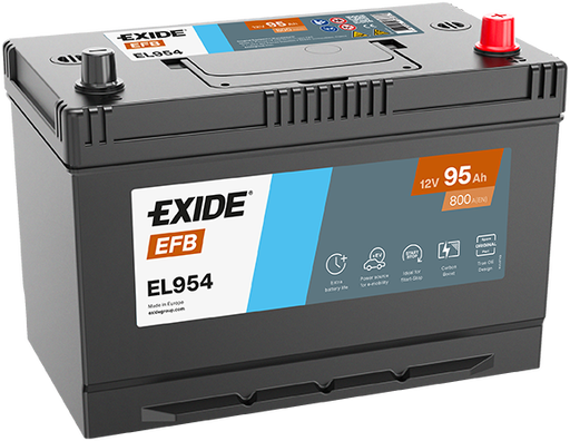 Batterie  EXIDE EFB EL954 12 V 80 AH + 782 AMPS EN + Droite  306x173x222
