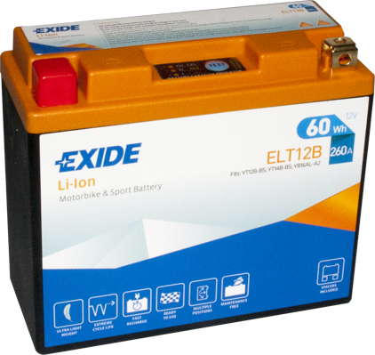 Batterie  EXIDE MOTO ELT12B 12 V 5 AH + 260 AMPS EN + Gauche 150x70x130