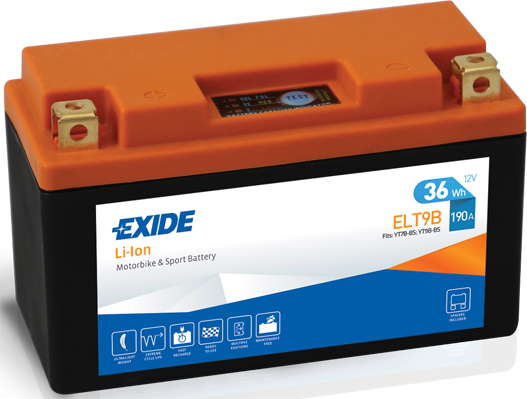 Batterie  EXIDE MOTO ELT9B 12 V 3 AH + 190 AMPS EN + Gauche 150x65x95