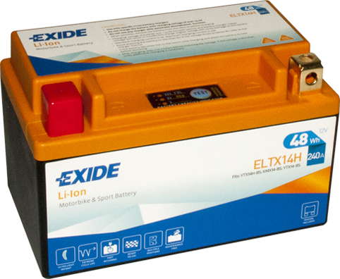 Batterie  EXIDE MOTO ELTX14H 12 V 14 AH + 240 AMPS EN + Gauche 150x90x95