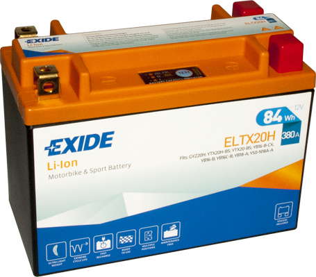 Batterie  EXIDE MOTO ELTX20H 12 V 7 AH + 380 AMPS EN + Gauche 175x90x130