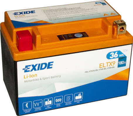 Batterie  EXIDE MOTO ELTX9 12 V 3 AH + 180 AMPS EN + Gauche 150x90x105