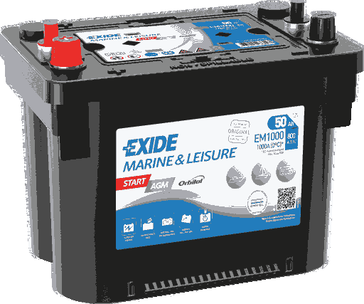 Batterie  EXIDE CV RANGE  EM1000 12 V 50 AH + 800 AMPS EN + Gauche 260x173x206