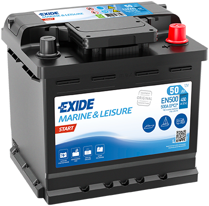 Batterie  EXIDE START EN500 12 V 50 AH + 450 AMPS EN + Droite  207x175x190