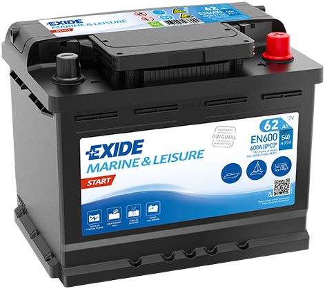 Batterie  EXIDE START EN600 12 V 62 AH + 540 AMPS EN + Droite  242x175x190