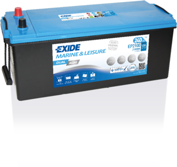 Batterie  EXIDE AGM EP2100 12 V 240 AH + 1200 AMPS EN + Gauche 518x279x240