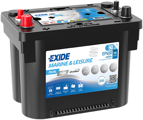 Batterie  EXIDE AGM EP450 12 V 50 AH + 750 AMPS EN + Gauche 260x173x206