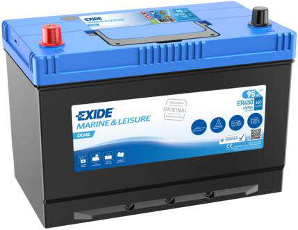 Batterie  EXIDE MARINE ER450 12 V 95 AH + 650 AMPS EN + Gauche 306x173x222