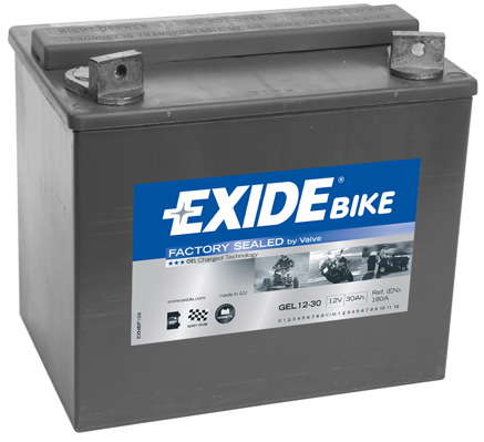 Batterie  EXIDE MOTO GEL12-30 12 V 30 AH + 180 AMPS EN + Gauche 197x132x186